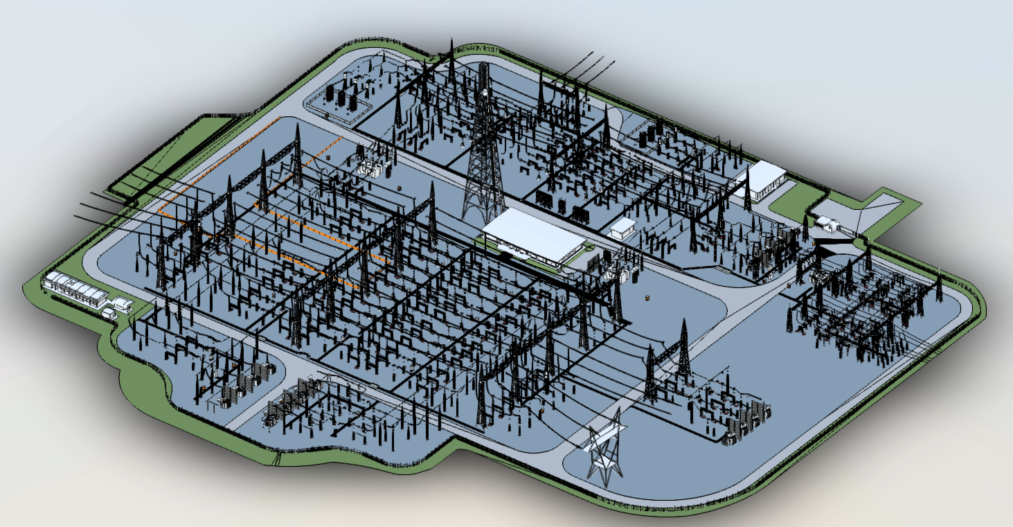 Modelo BIM de uma subestação desenvolvido pela RISE ENERGY